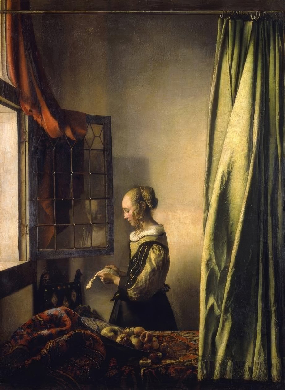 Lány levelet olvas a nyitott ablaknál alkotó: Jan Vermeer van Delft