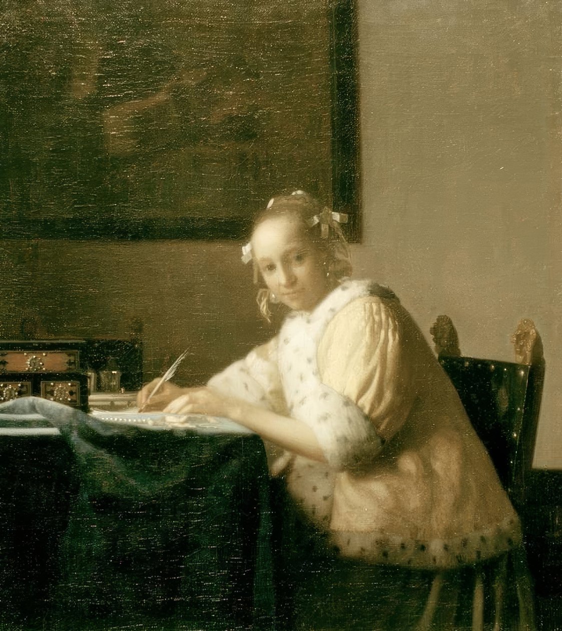 Levélíró sárga színben alkotó: Jan Vermeer van Delft