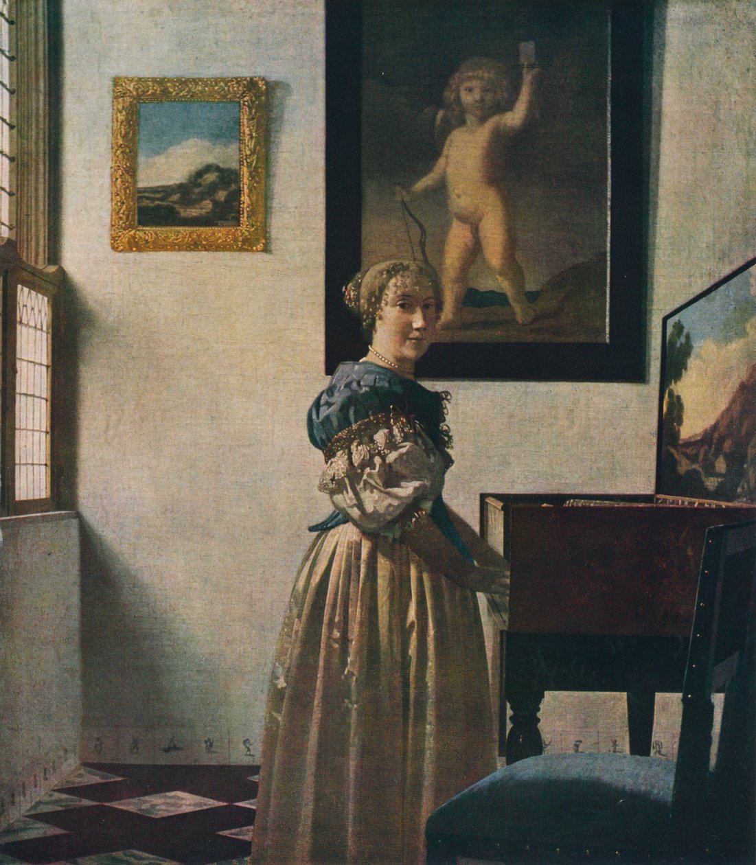 Fiatal nő áll egy Virginalnál, 1670-1672 körül alkotó: Jan Vermeer van Delft