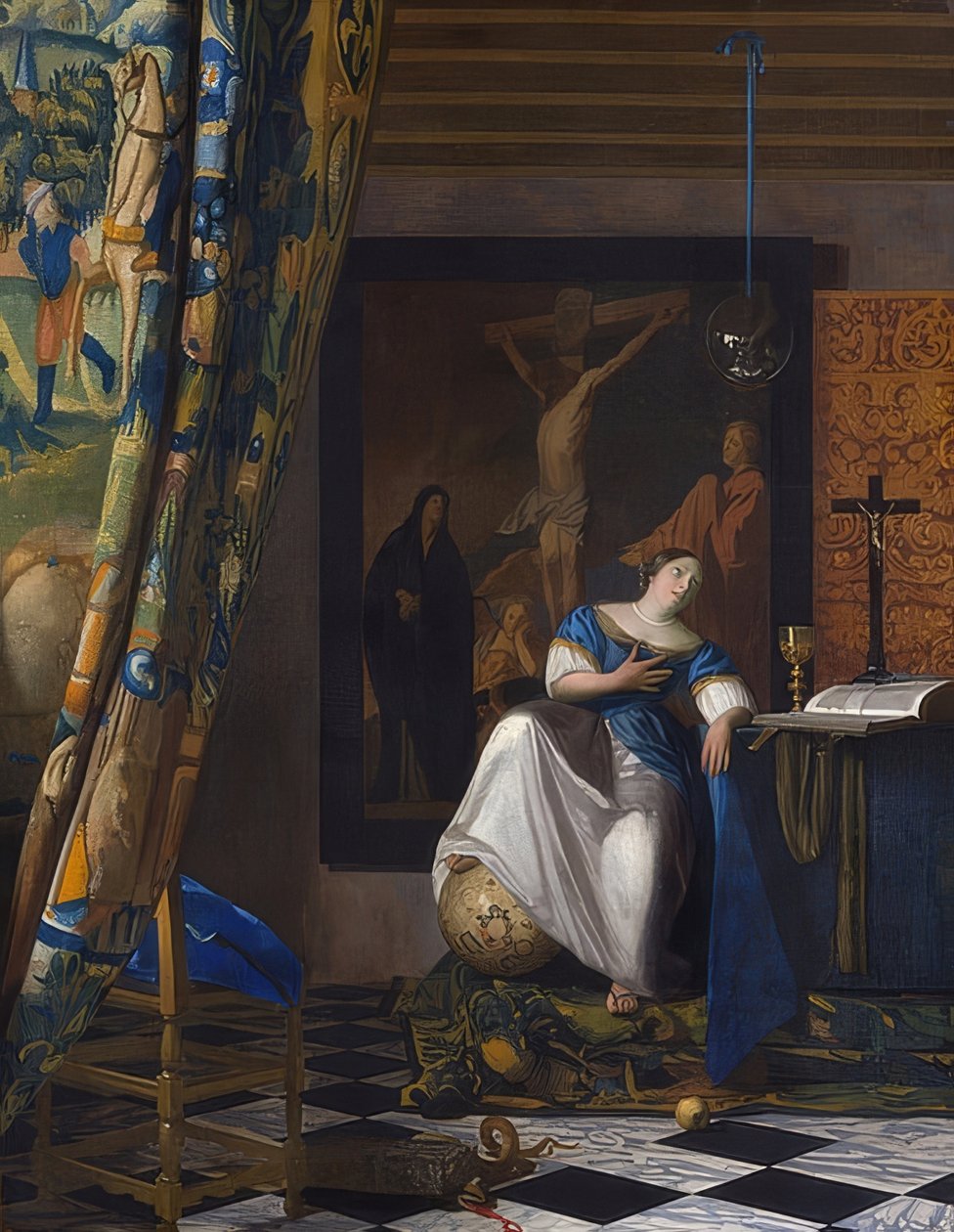 A hit allegóriája. 1670-72 körül alkotó: Jan Vermeer van Delft