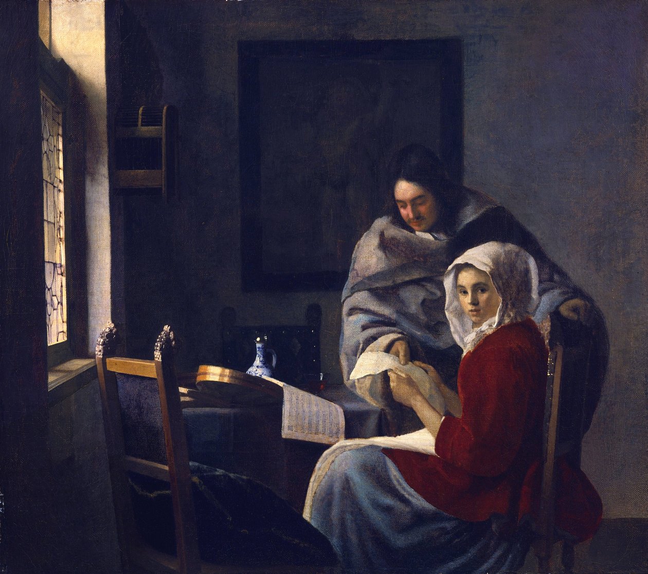 Lány félbeszakította a zenéjét, c. 1660 alkotó: Jan Vermeer van Delft