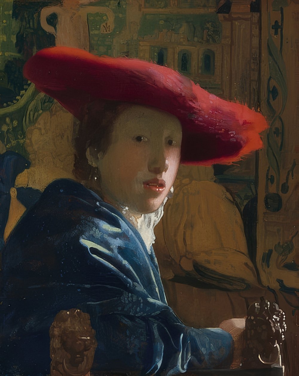 Piros kalapos lány. 1665/66 körül alkotó: Jan Vermeer van Delft