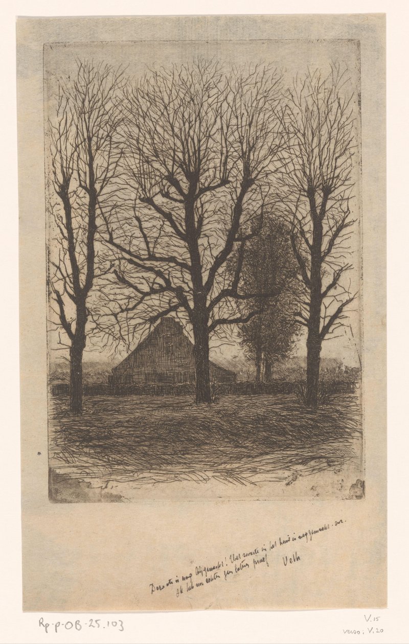 Farm magas fák között, Ewijkshoeve alkotó: Jan Veth (signed by artist)