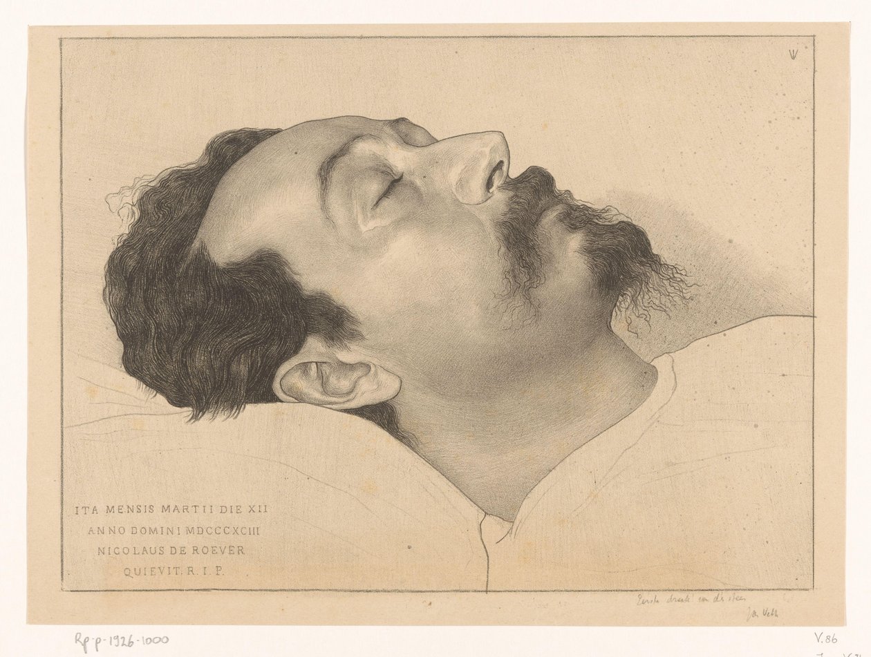 Így 1803. március 12-én Nicholas de Roever megpihent. NYUGODJ BÉKÉBEN. (eredeti cím az objektumon) alkotó: Jan Veth (signed by artist)