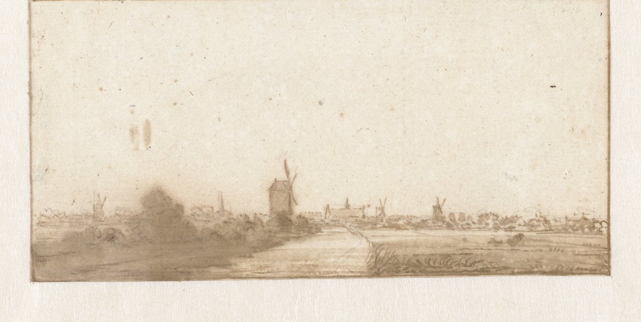 Kilátás a városra (Leiden?) alkotó: Jan Vincentsz. van der Vinne (possibly)