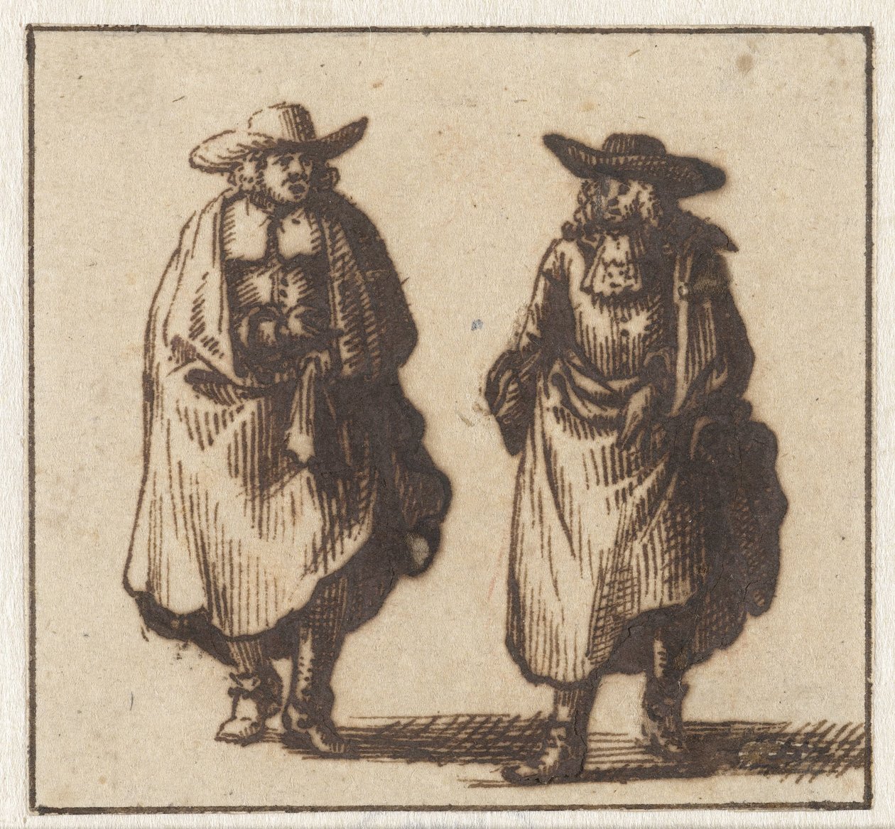 Két álló úr nehéz köpenyben alkotó: Jan Vincentsz. van der Vinne (possibly)