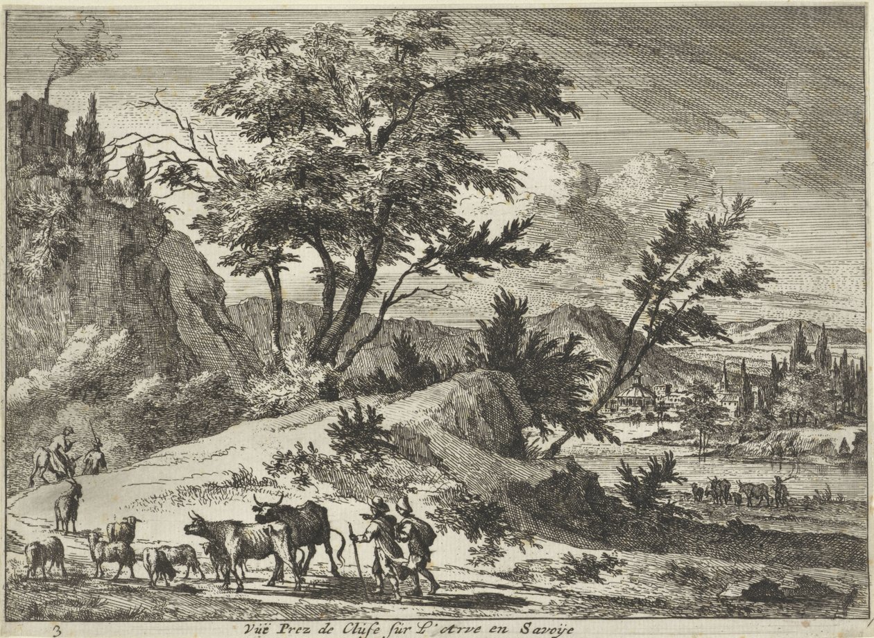 Kilátás egy útra, közel Cluses on the Arve, Savoie Vue Prez de Cluse sur L´Arve en Savoije (cím a tárgyon) Arcok Savoie-ban (sorozat címe) alkotó: Jan Vincentsz. van der Vinne