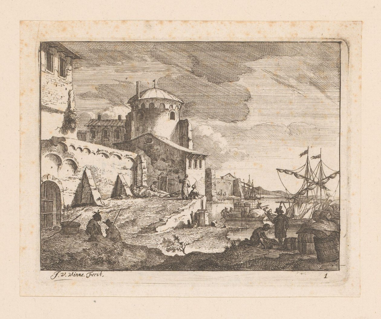olasz kikötő alkotó: Jan Vincentsz. van der Vinne