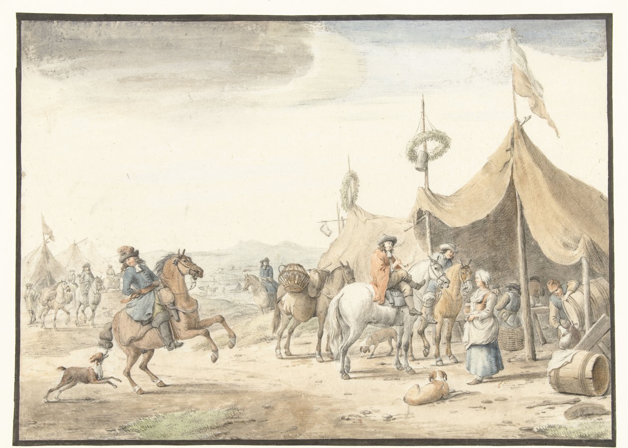 Katonai tábor lovasokkal alkotó: Jan Vincentsz. van der Vinne
