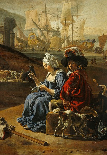 Olasz tengeri kikötő (olaj, tábla) (406451 részlete) alkotó: Jan Baptist Weenix