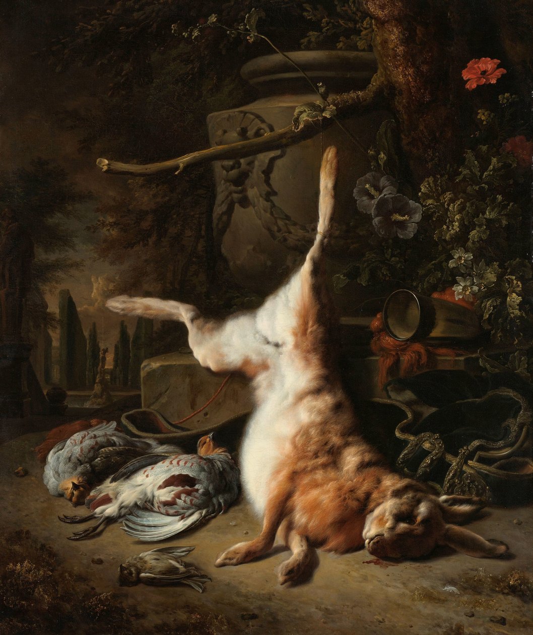 Csendélet nyúllal és egyéb játék Csendélet nyúl és más vadásztrófeák alkotó: Jan Baptist Weenix