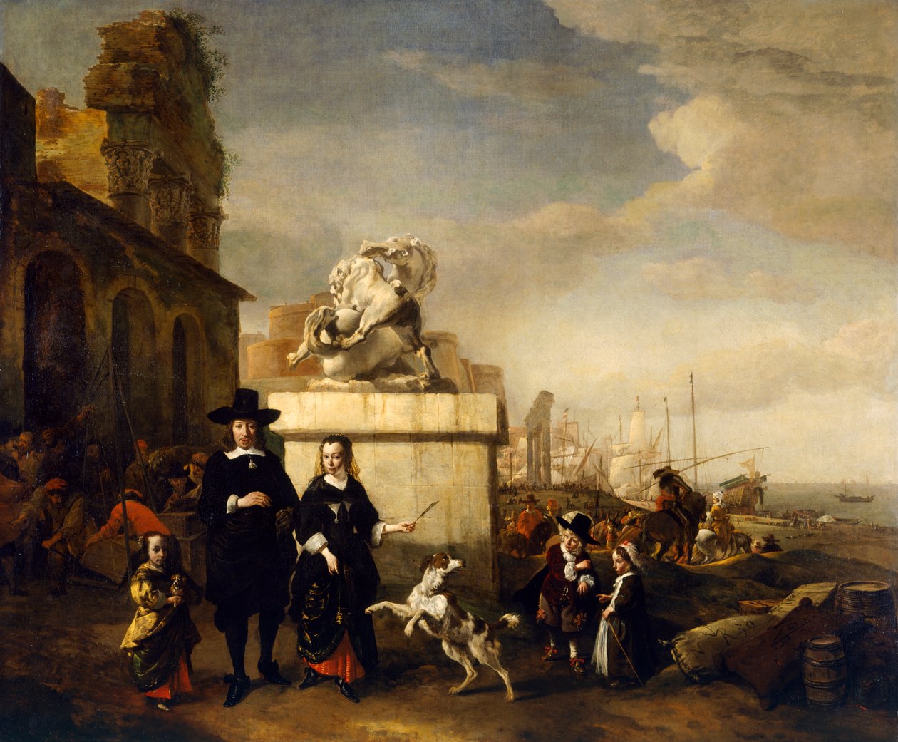 A festő és családja római romokkal (olaj, vászon) alkotó: Jan Baptist Weenix