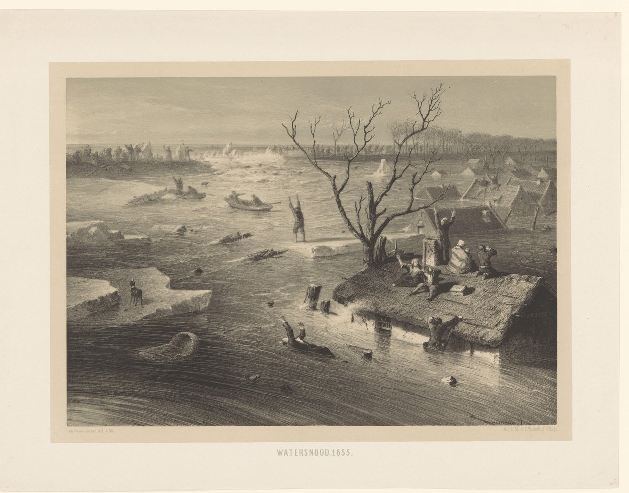 Gátszakadás és elárasztott farmok árvíz. 1855 (cím a tárgyon) alkotó: Jan Weissenbruch