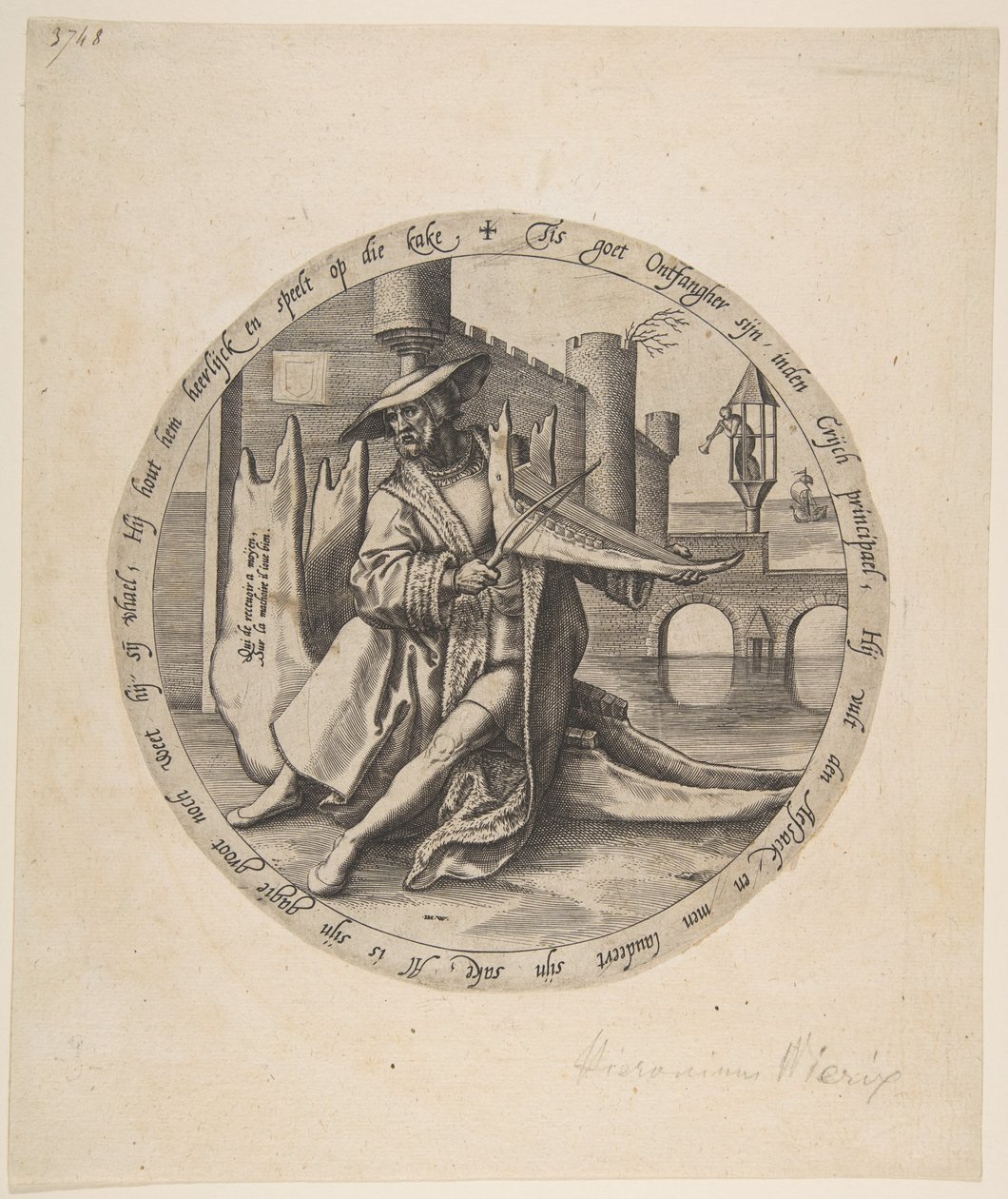 Az állcsonton hegedűlő gazdag ember, kb. 1568. alkotó: Jan Wierix
