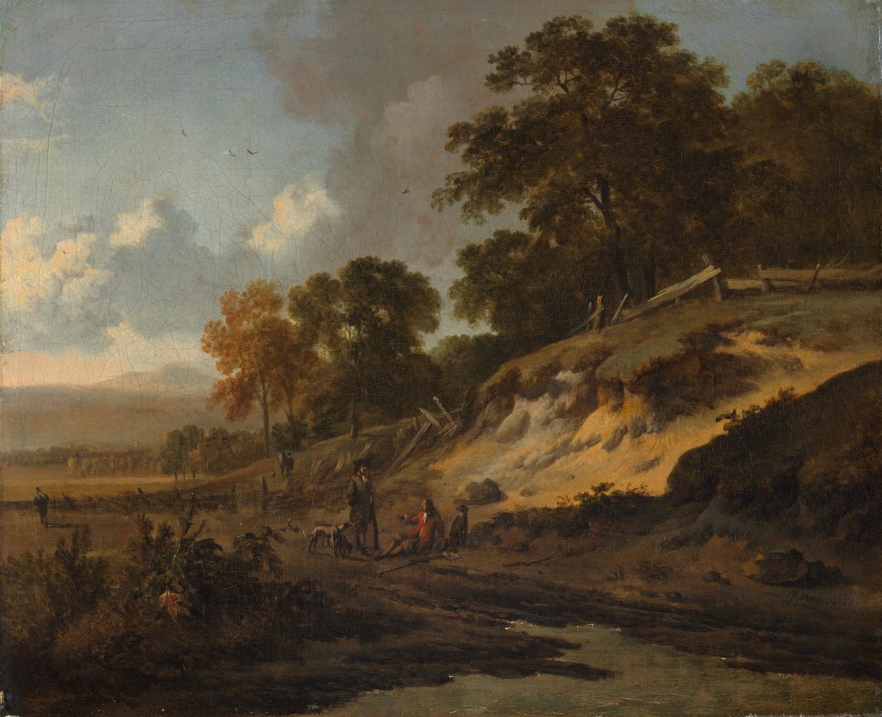 Tájkép vadászokkal, 1660-80 körül (olaj, vászon) alkotó: Jan Wijnants