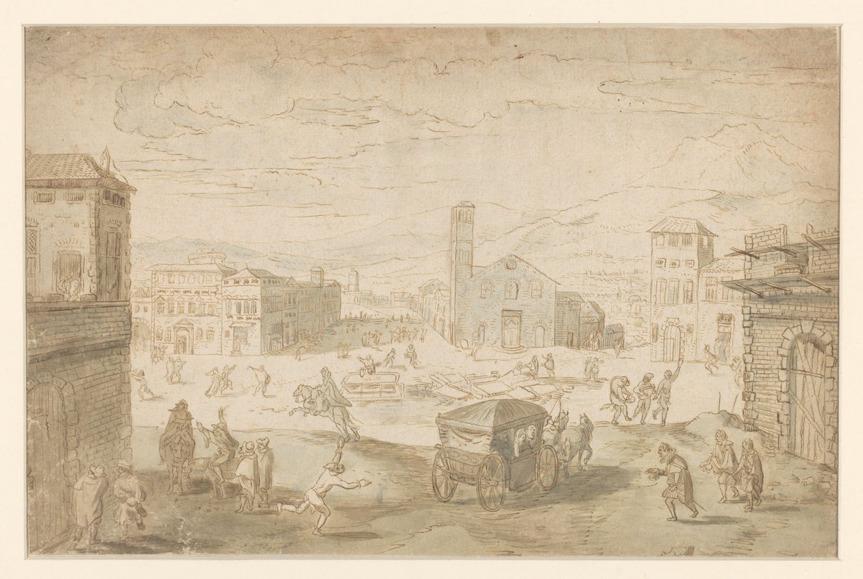De maand Februari: vastenavondscène op een Italiaans plein   1386837   hu       hungarian Successfully Translated  Original: The Moon over Gojo Bridge (Gojo no tsuki), from the series "Heroes for the Snow, Moon, and Flowers (Buyu setsugekka)" Translat: The alkotó: Jan Wildens