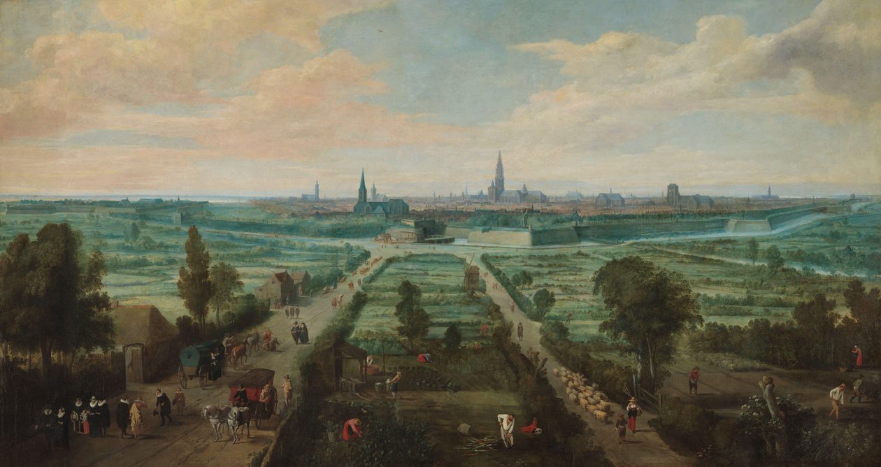 Panorámás kilátás Antwerpenre keletről alkotó: Jan Wildens