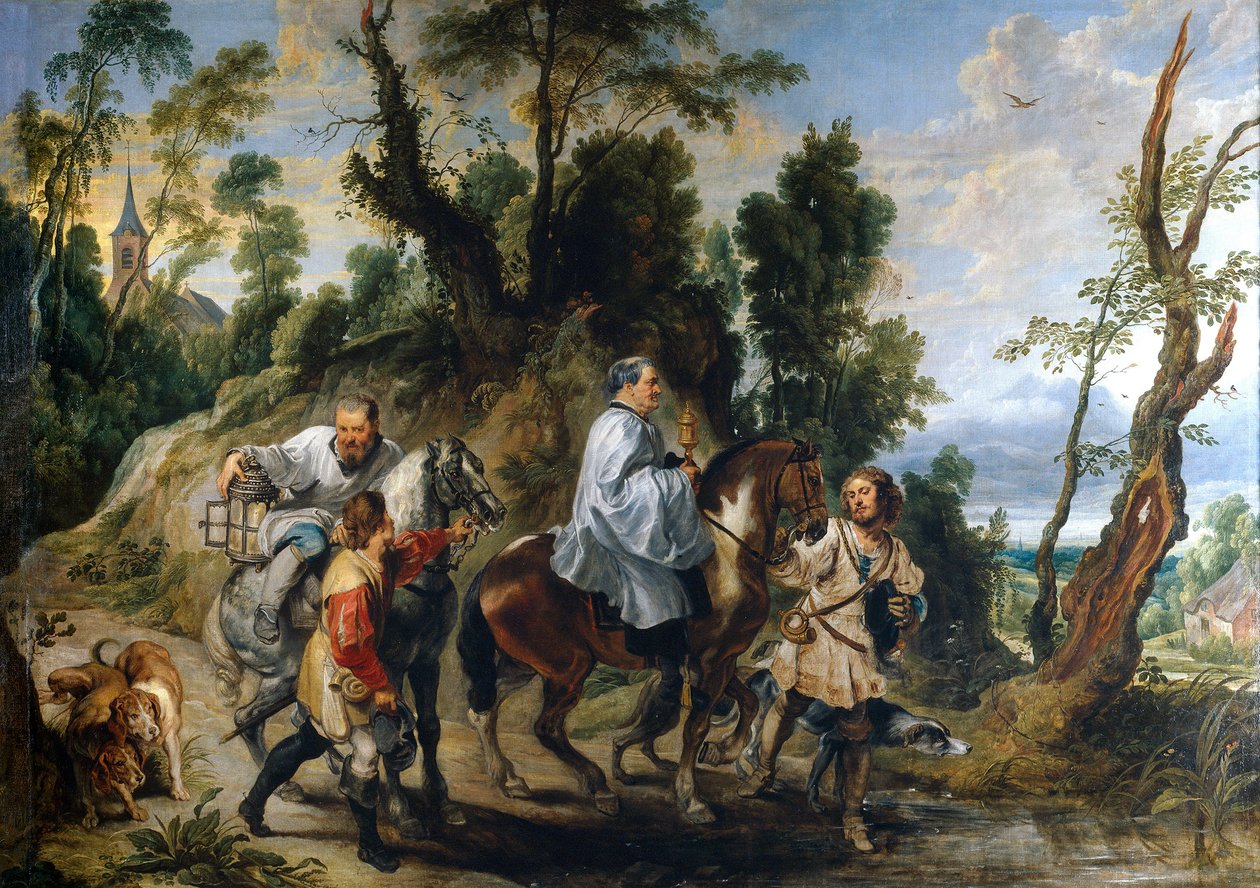 Rodolphe Ier du Saint empire (ou Rodolphe IV de Habsbourg) (1218-1291) - Habsburg Rudolph és a pap Jan Wildens mellett alkotó: Jan Wildens