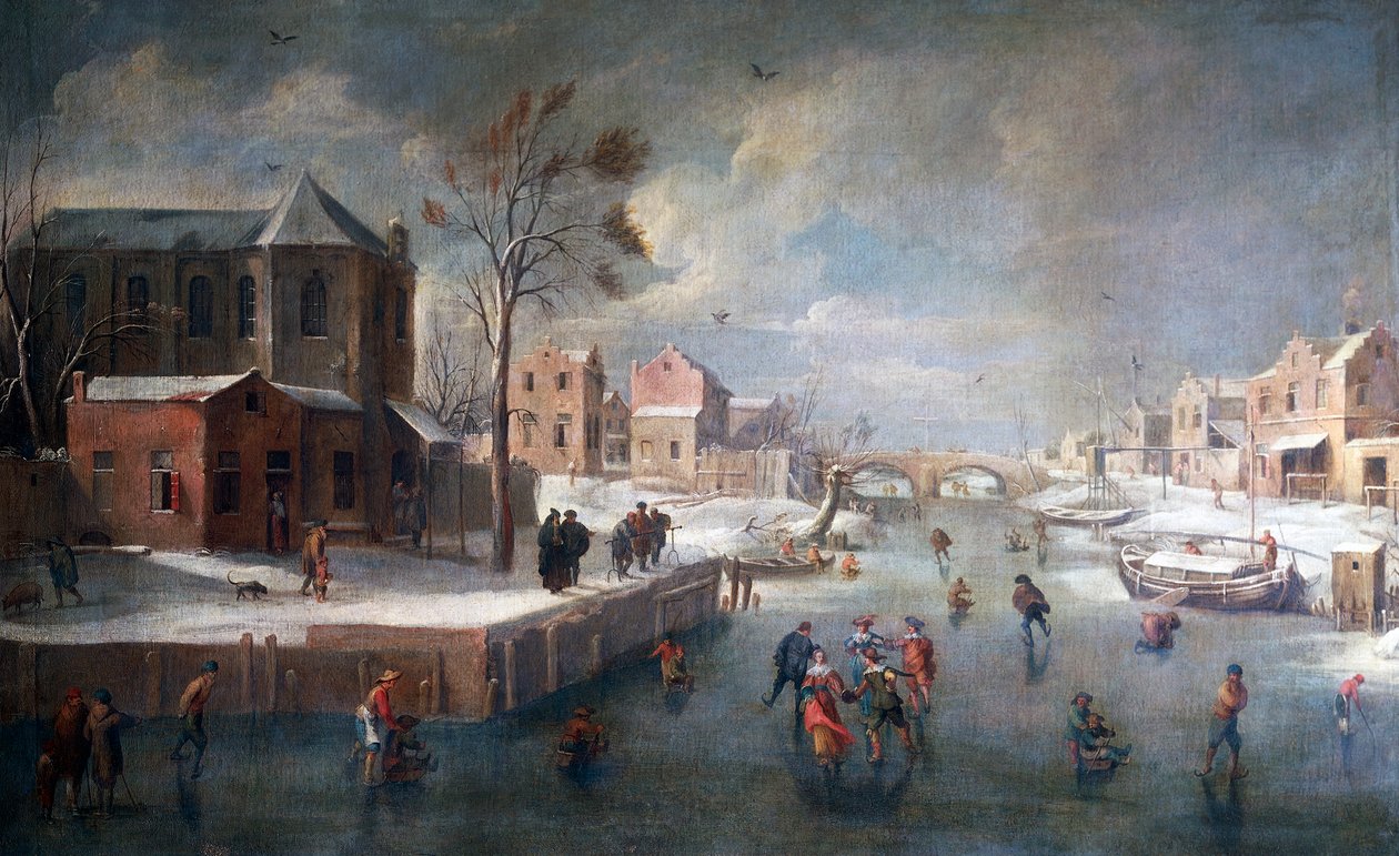 Winter landscape with church, by Jan Wildens (1586-1653), oil on canvas. alkotó: Jan Wildens