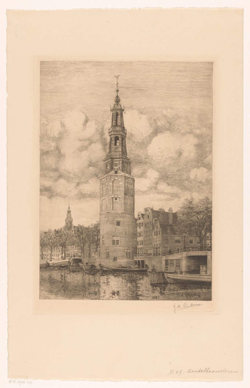 Montelbaanstoren (cím az objektumon) alkotó: Jan Willem Lindeman (signed by artist)