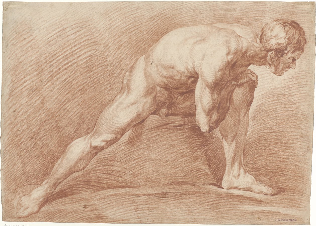 Álló férfi meztelen, szétterülve alkotó: Jan Willem Pieneman