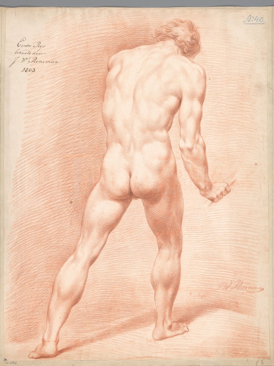Álló férfi akt, hátulról nézve (1. díj 1803) alkotó: Jan Willem Pieneman
