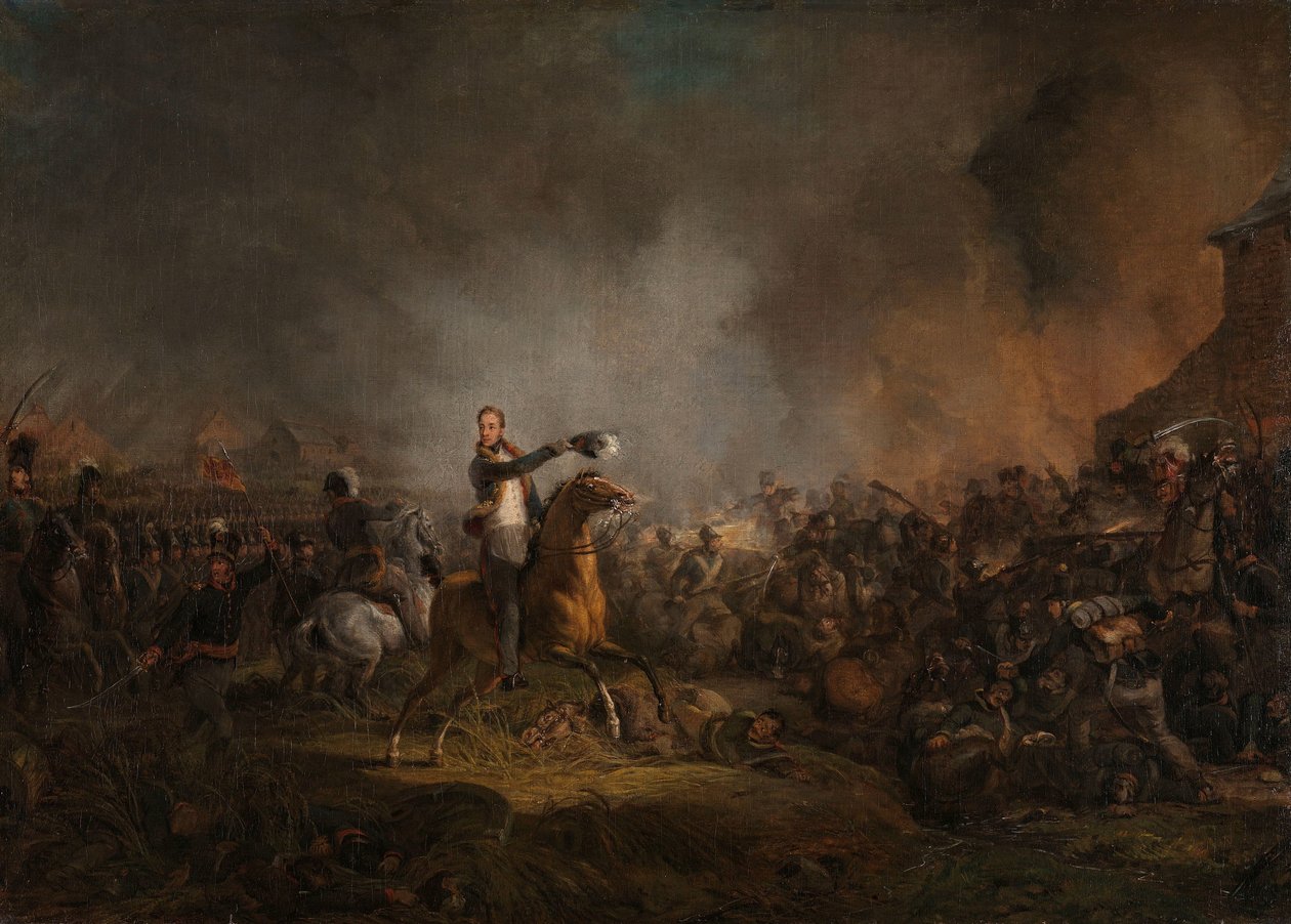 A Narancs hercege Quatre Brasban, 1815. június 16 alkotó: Jan Willem Pieneman