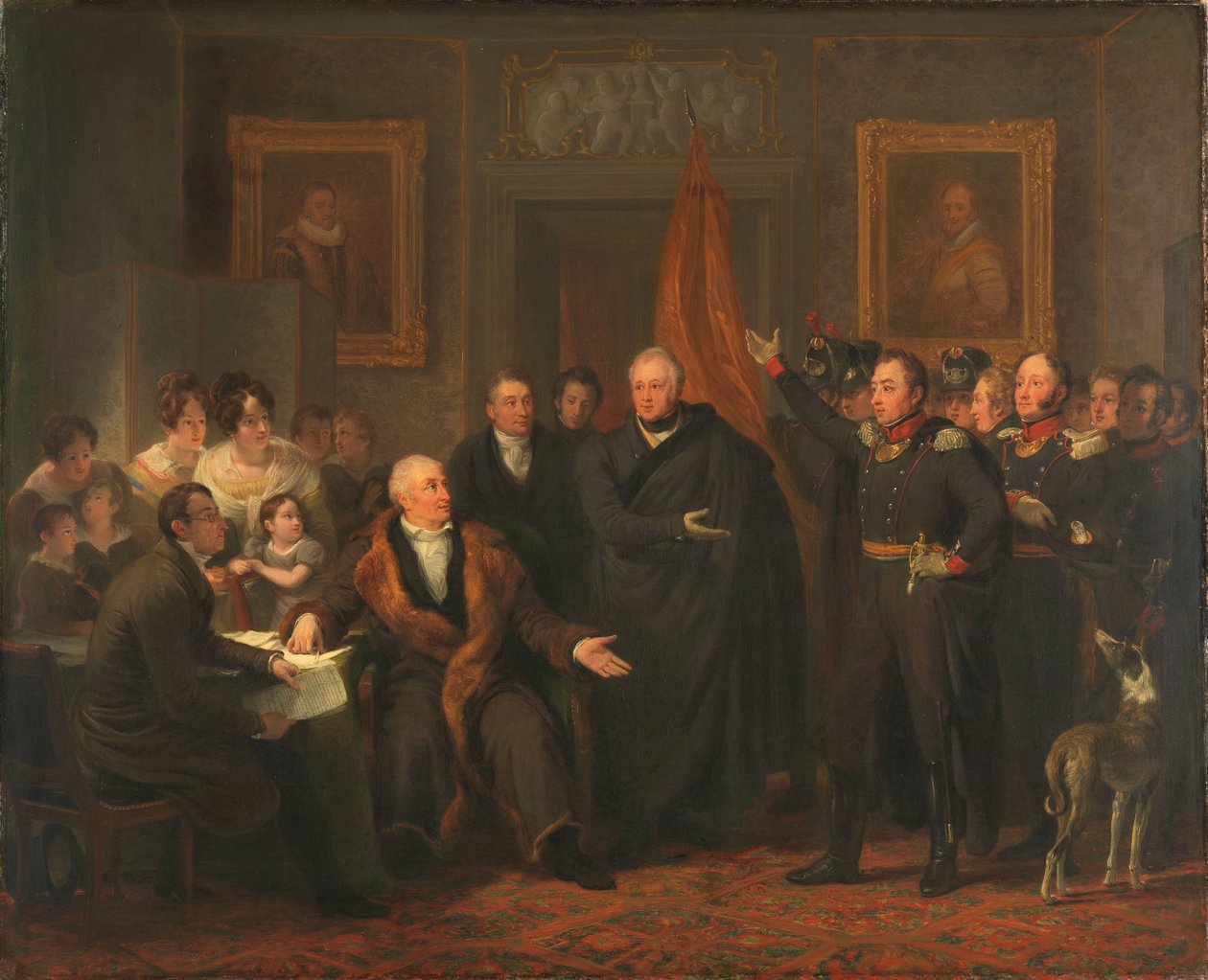 A triumvirátus hatalomátvétel a narancsos herceg nevében, 1813. november 21. alkotó: Jan Willem Pieneman