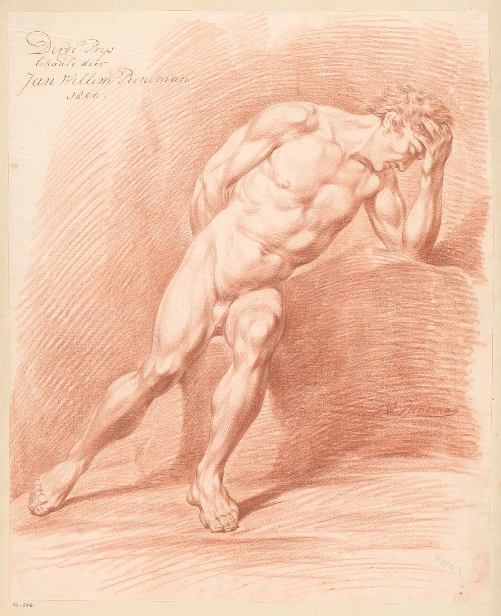 Ülő férfi akt, elölről nézve (3. díj 1800) alkotó: Jan Willem Pieneman