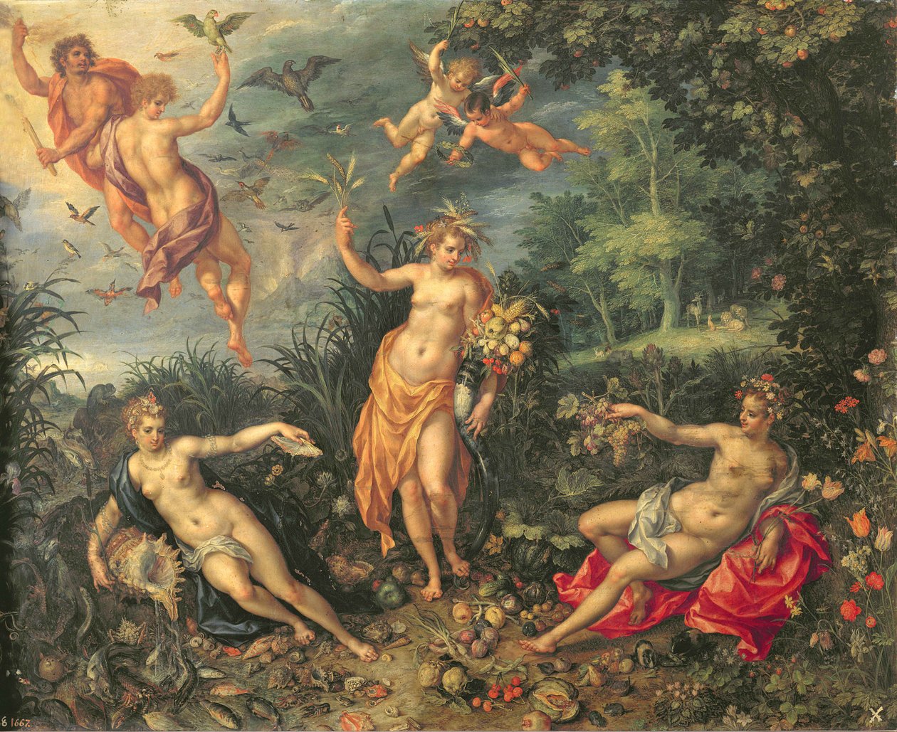 A bőség és a négy elem, 1606 körül (olaj, réz) alkotó: Jan and Clerk, H. Brueghel