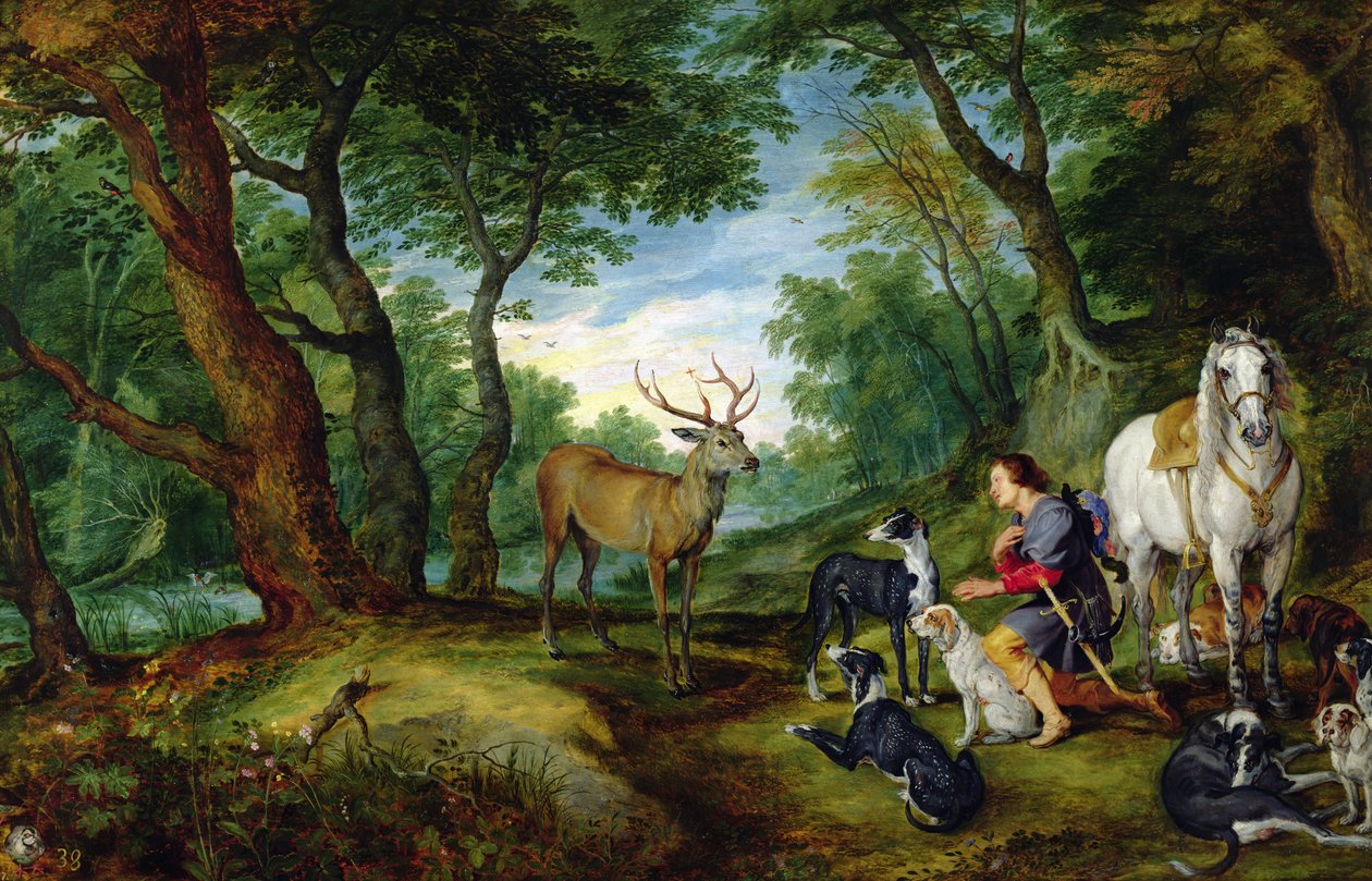 Szent Hubert látomása, 1620 körül alkotó: Jan and Rubens, P.P. Brueghel