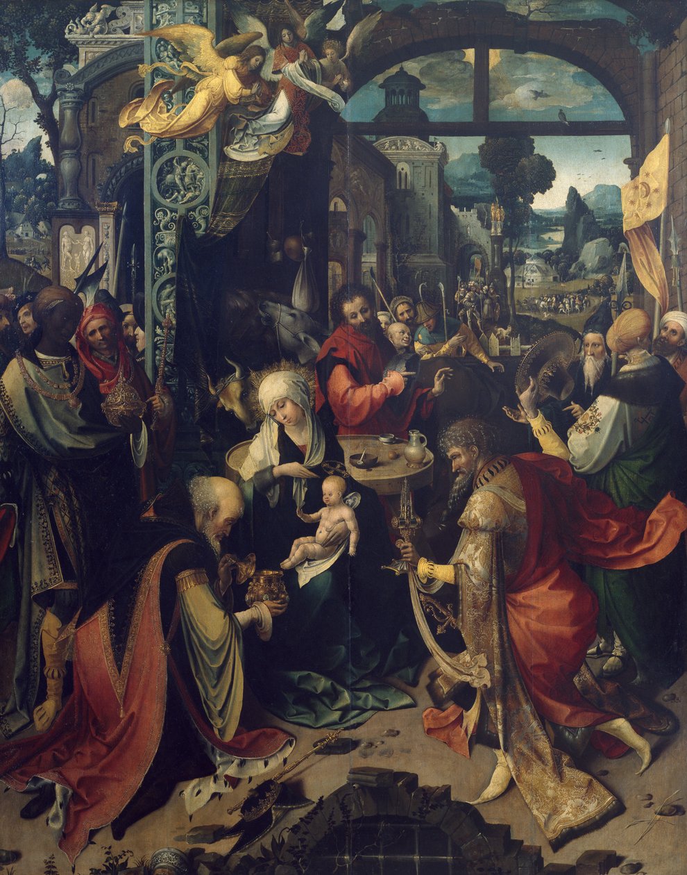 Jézus születése, Jan de Beer (kb. 1475-1528) triptichon középső táblája, olaj, vászon alkotó: Jan de Beer