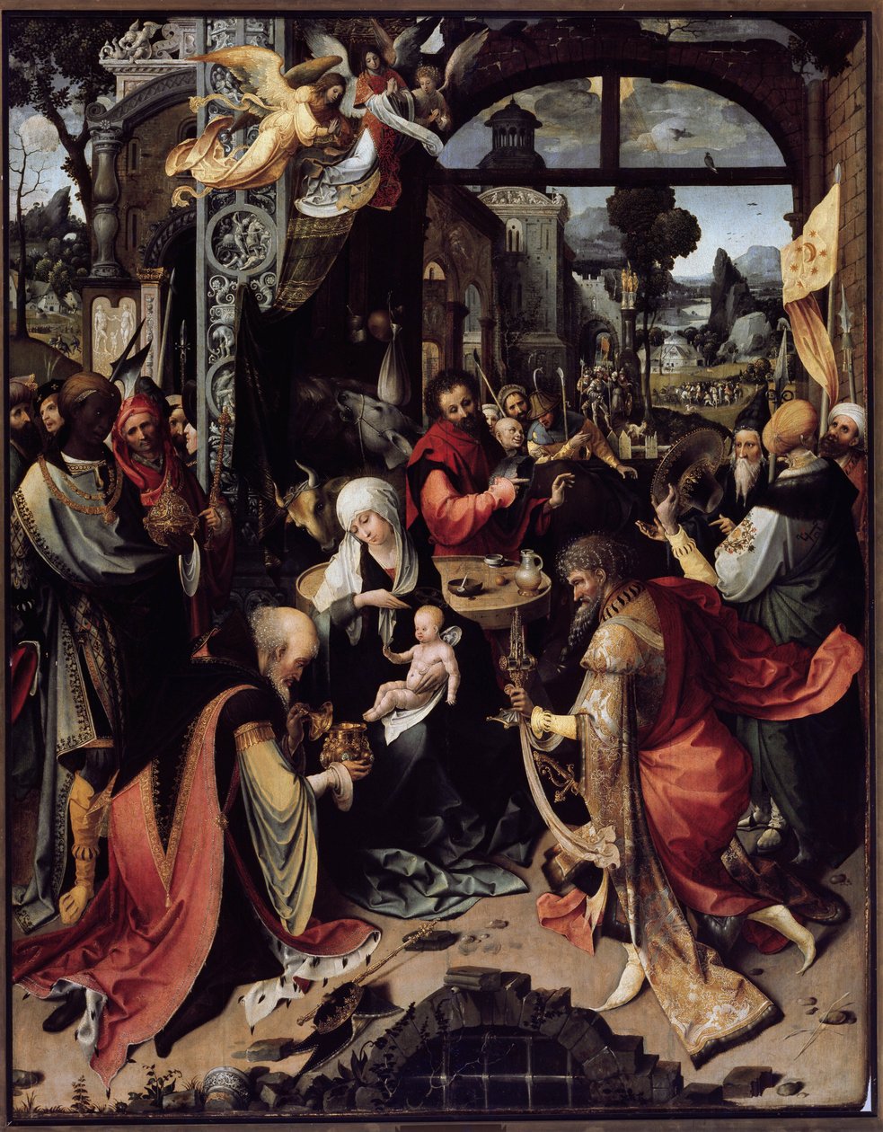 A mágusok imádata (Középpanel) (olaj, tábla, 1520 körül) alkotó: Jan de Beer