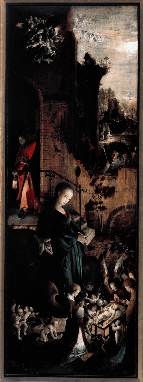 A mágusok imádásának triptichonja: a betlehem (jobb oldali panel) (Olaj, dió tábla alkotó: Jan de Beer