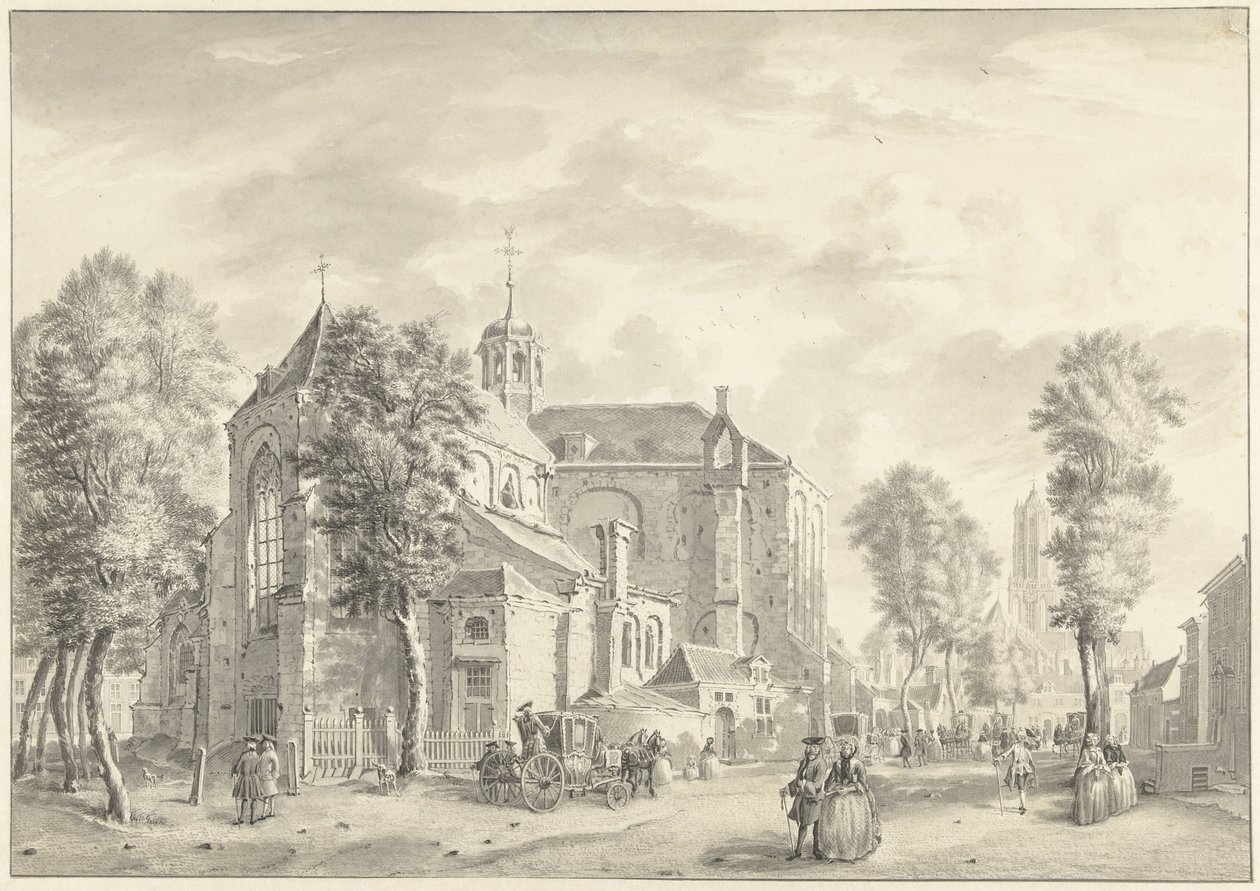 Pieterskerk Utrechtben, a háttérben a Dom alkotó: Jan de Beijer