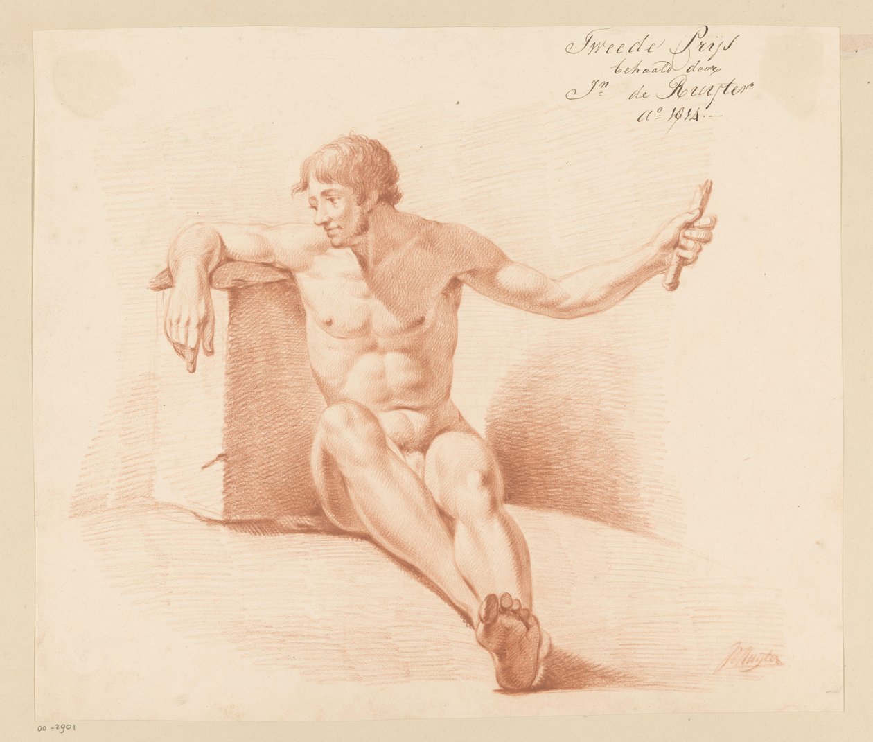 Ülő férfi akt, elölről nézve (2. díj 1814) alkotó: Jan de Ruyter