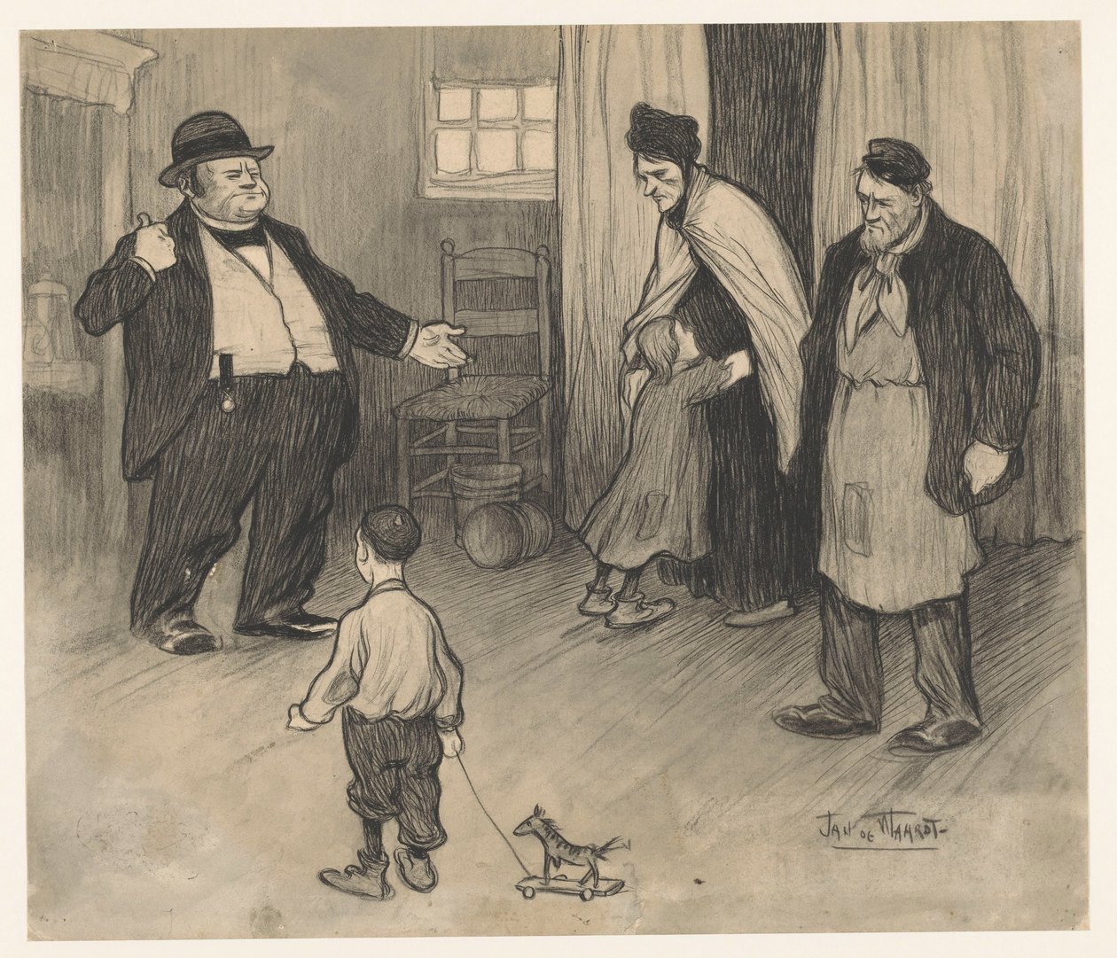 A tulajdonos kilakoltatja a családot alkotó: Jan de Waardt (signed by artist)