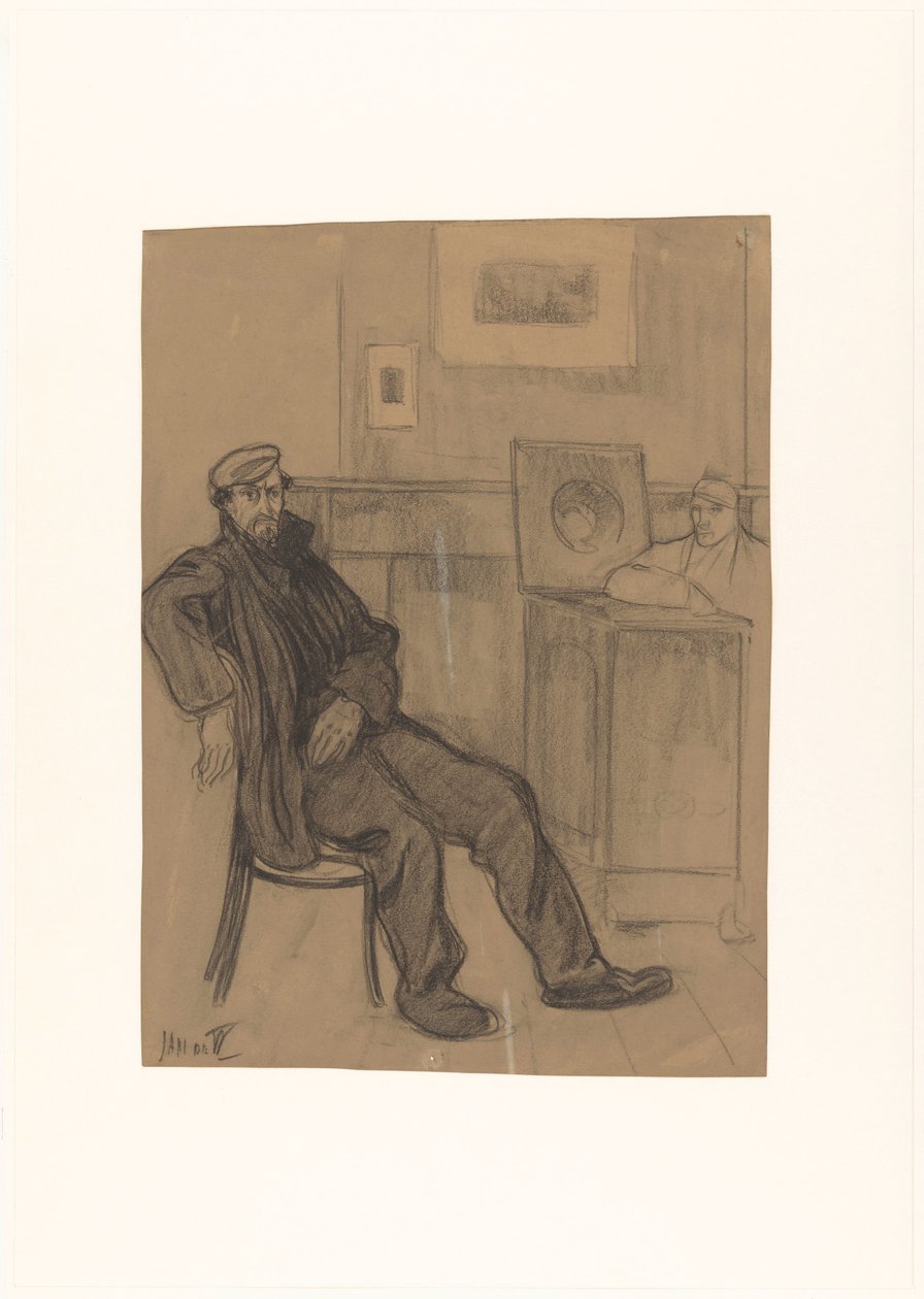 Férfi a széken alkotó: Jan de Waardt (signed by artist)