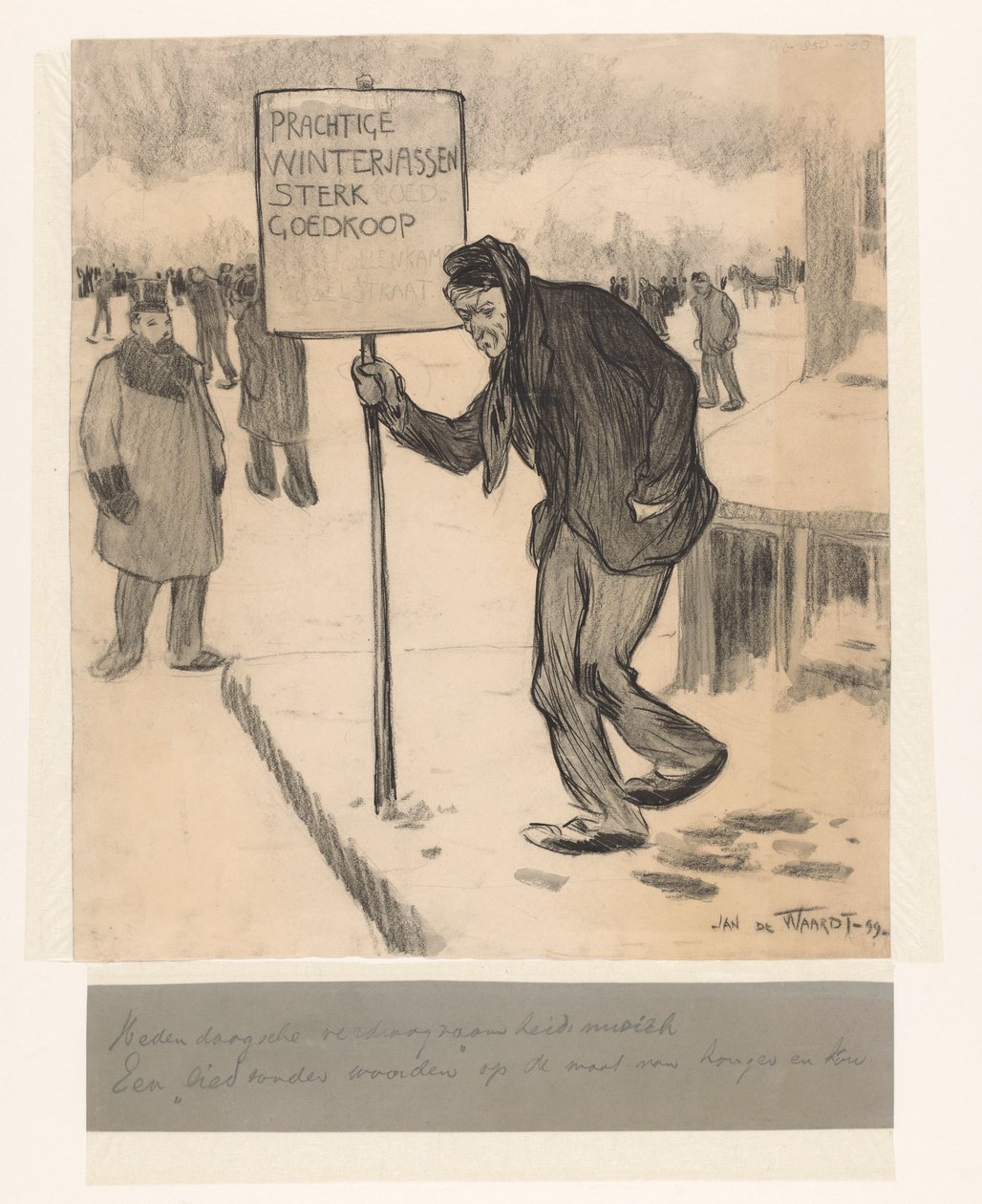 Utcai árus felirattal Gyönyörű télikabátok nagyon olcsón alkotó: Jan de Waardt (signed by artist)