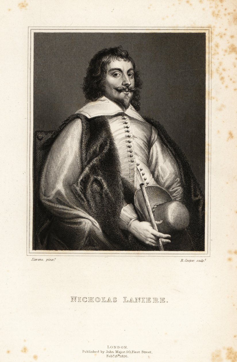 Nicholas Laniere angol zeneszerző, a király zenéjének mestere, zenész, gyűjtő, rézkarc és művészeti tanácsadó portréja alkotó: Jan the Elder (after) Lievens