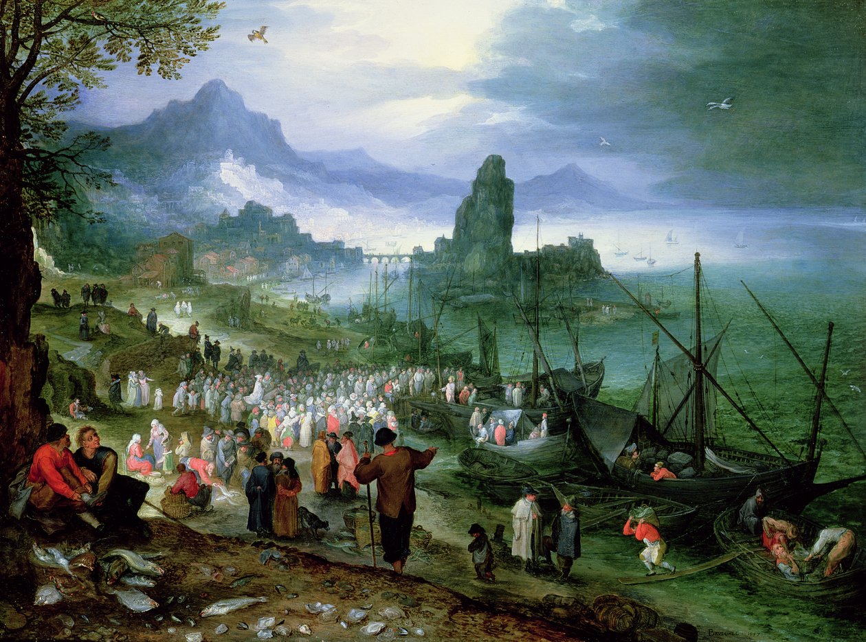 Krisztus prédikál a Galileai-tengeren alkotó: Jan the Elder Brueghel