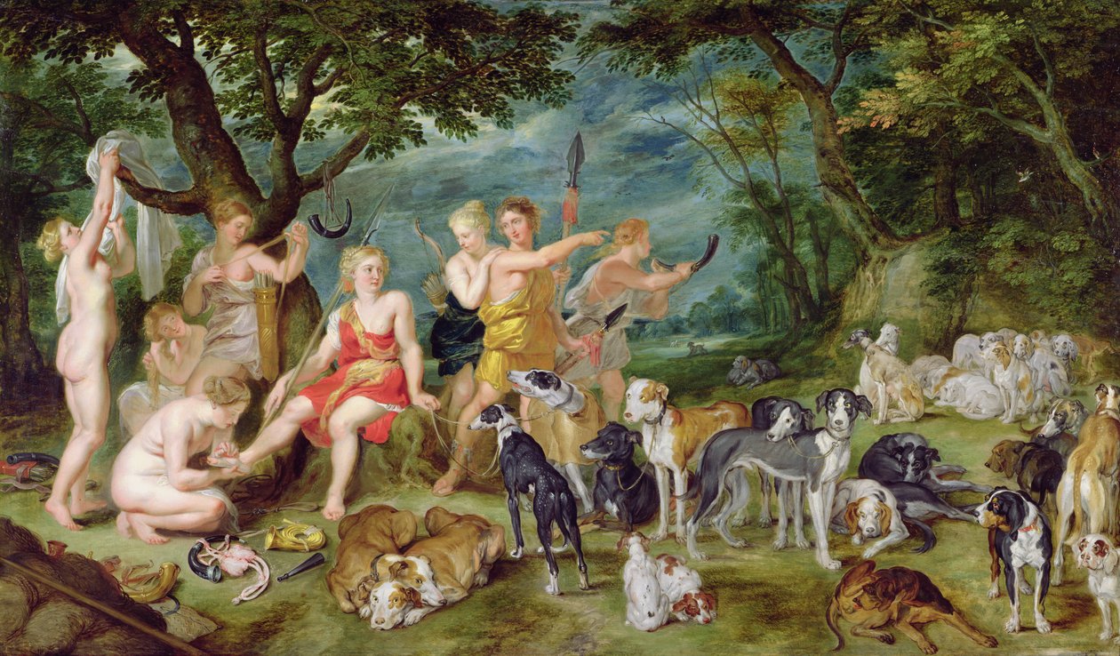 Diana és nimfái vadászatra készülnek alkotó: Jan the Elder Brueghel