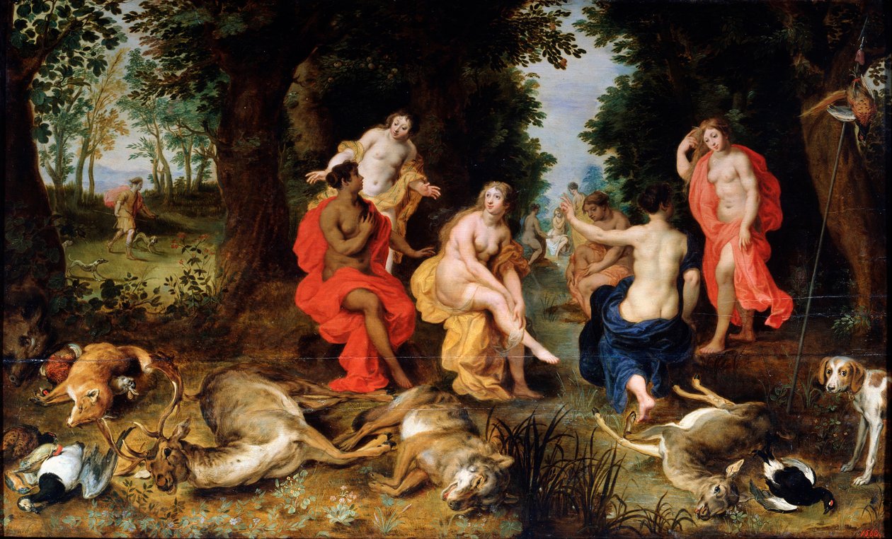Dianas Rest on the Hunt, 16. század vége vagy 17. század eleje alkotó: Jan the Elder Brueghel