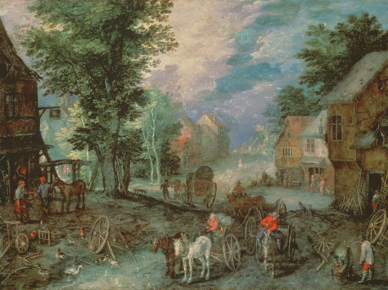 Egy falu bejárata alkotó: Jan the Elder Brueghel