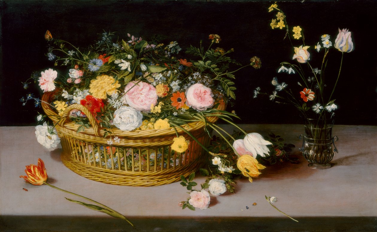 Virágok kosárban és vázában, 1615 alkotó: Jan the Elder Brueghel