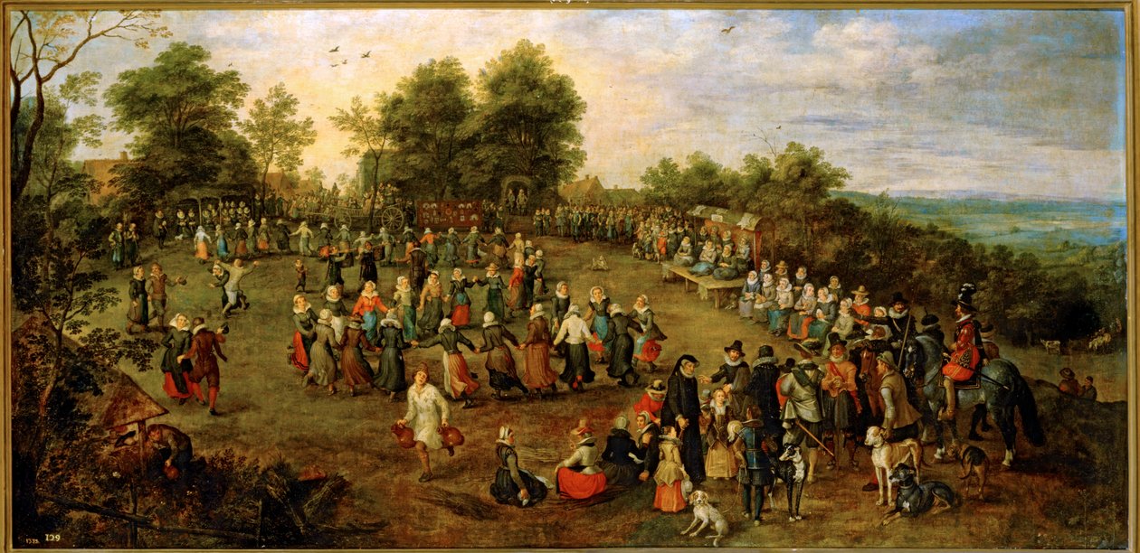 Népi tánc a főhercegek előtt ... (festmény, vászon) alkotó: Jan the Elder Brueghel