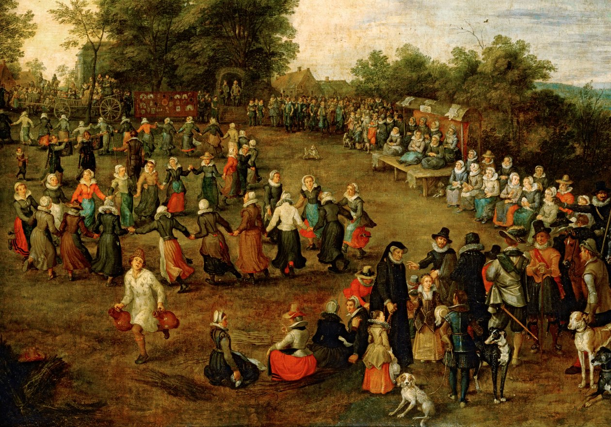 Népi tánc a főhercegek előtt ... (festmény, vászon) alkotó: Jan the Elder Brueghel