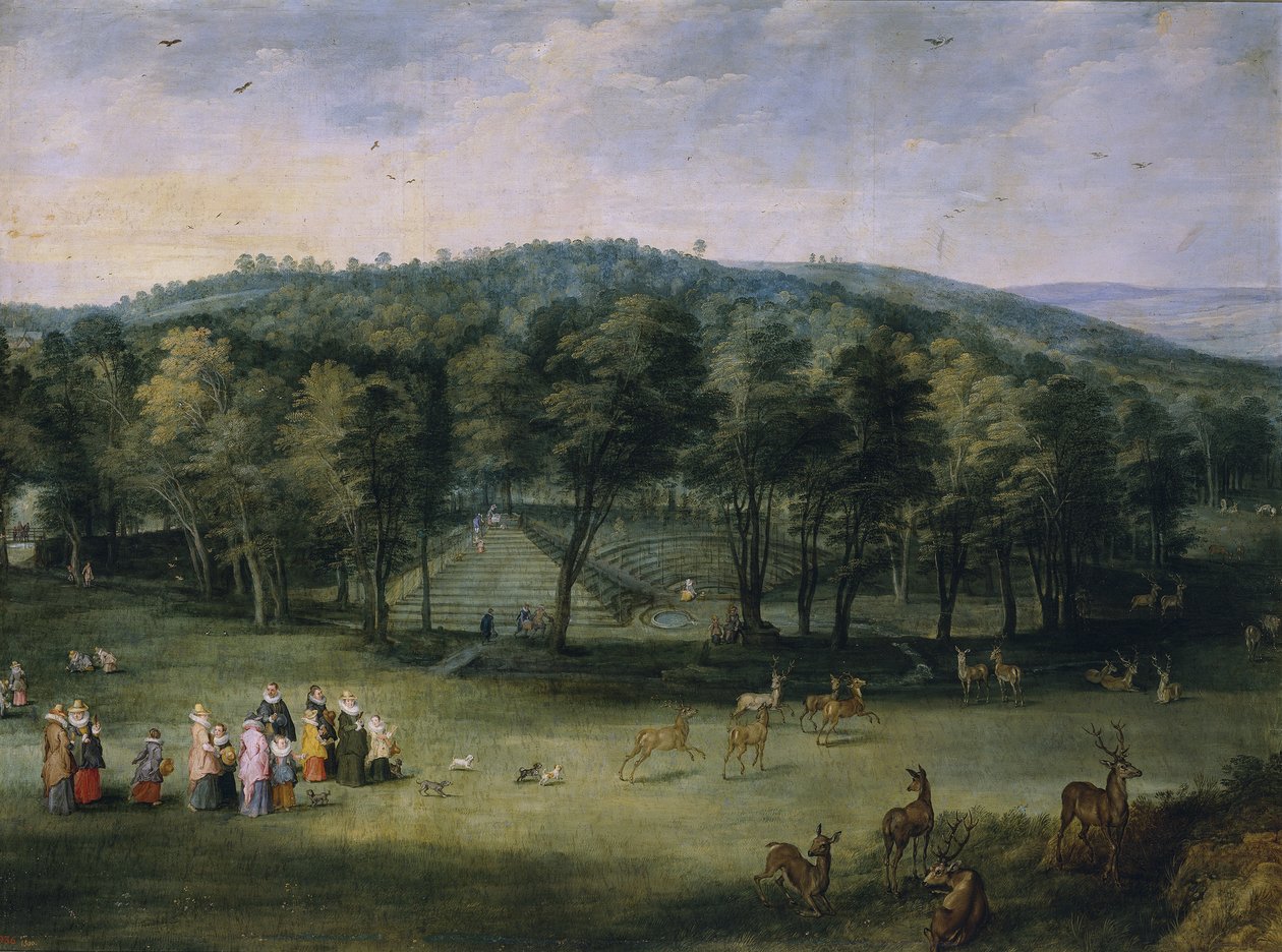 Infanta Isabella Clara Eugenia, Spanyolország a Parc de Mariemontban, 17. század első harmada. alkotó: Jan the Elder Brueghel