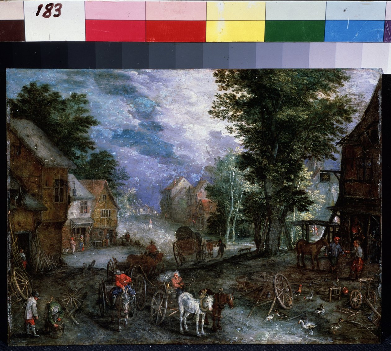 "La forge" (Táj kovácsműhellyel) Jan Brueghel I (Jean Breughel, Bruegel vagy Breugel) festménye, De Velours (l