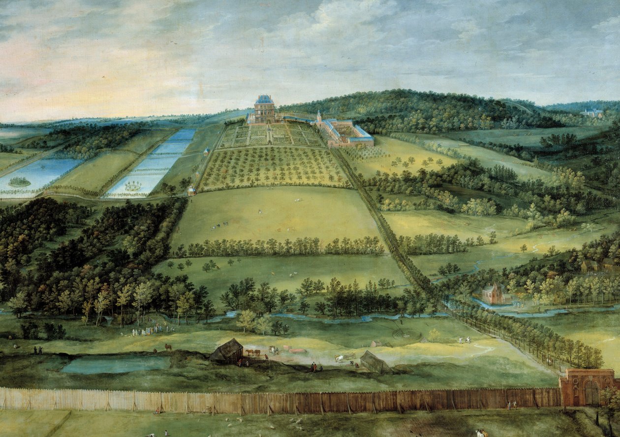 Táj a Chateau Mariemont Chateau most detruit közelében található Brüsszel. Jan Brueghel The Elder (vagy ágyék vagy öreg) festménye, Brueghel de Velours (1568-1625) alkotó: Jan the Elder Brueghel